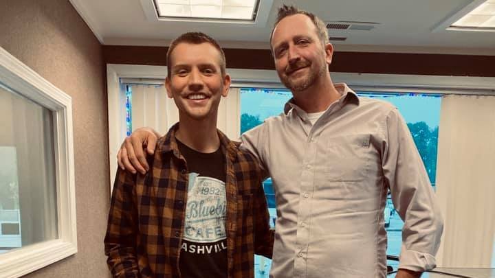 WTXYRADIO's tweet photo. Flashback to June 15, 2020 #DustinChapman with Morning DJ, Justin Wright in Studio #WTXYKool1039 Whiteville NC! https://t.co/9DodrrThWR
