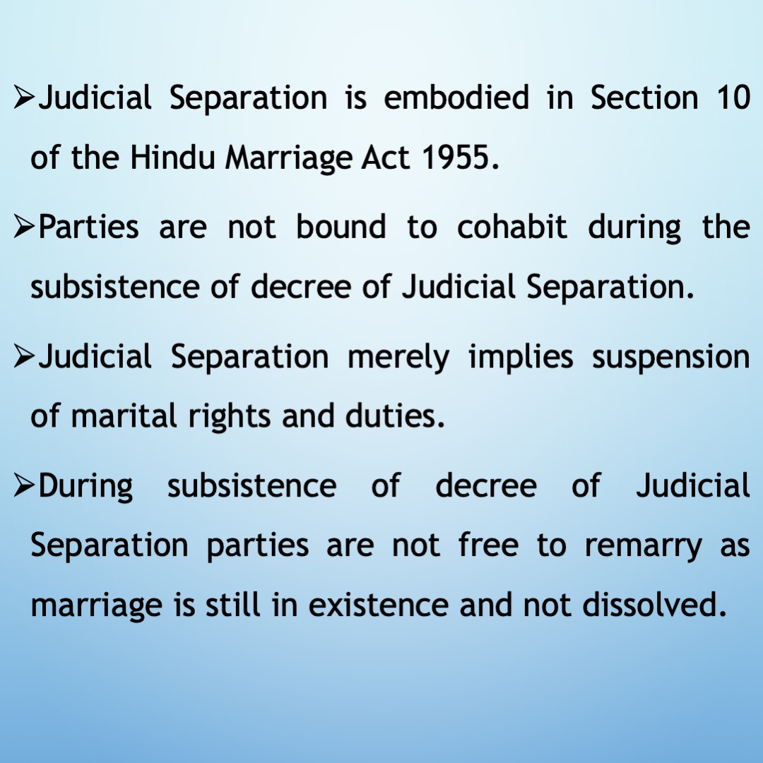 legalbuggle's tweet photo. In common parlance, the terms Divorce and Judicial Separation are often confused with each other. Lets understand the difference between the two in accordance with the Hindu Marriage Act 1955. #divorce #judicialseparation #hindumarriageact https://t.co/yPa0YaiAV3