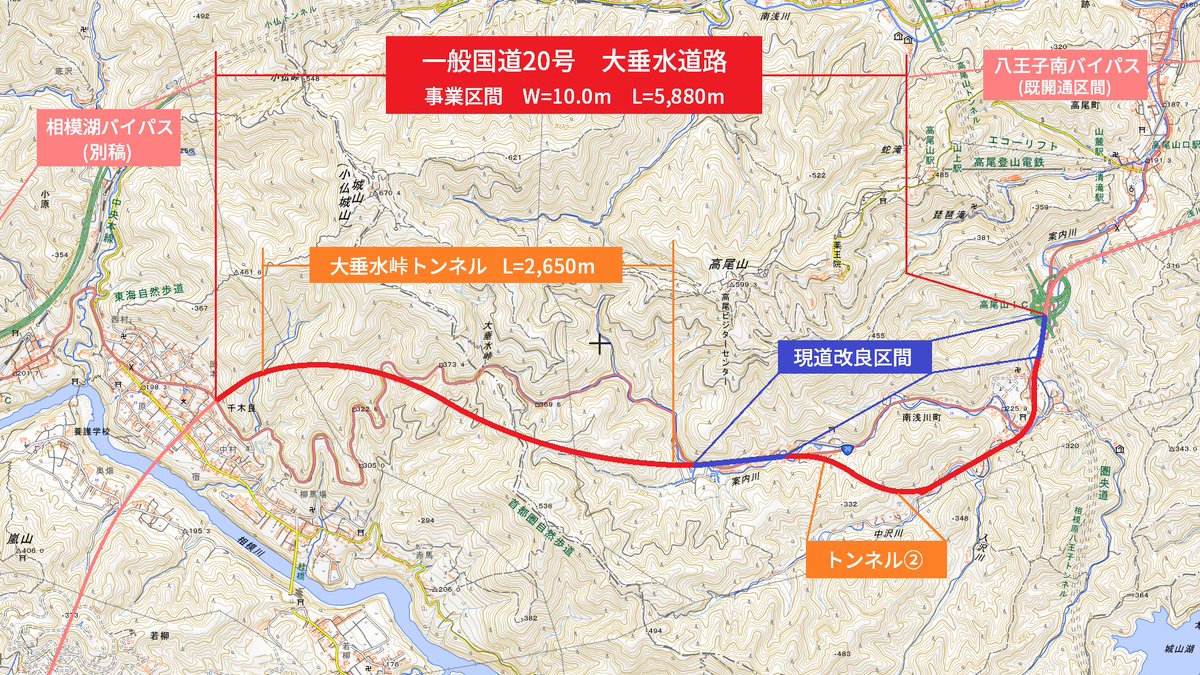 たこ 道路好団垢 相模湖バイパスと八王子南バイパスを繋ぐ大垂水道路