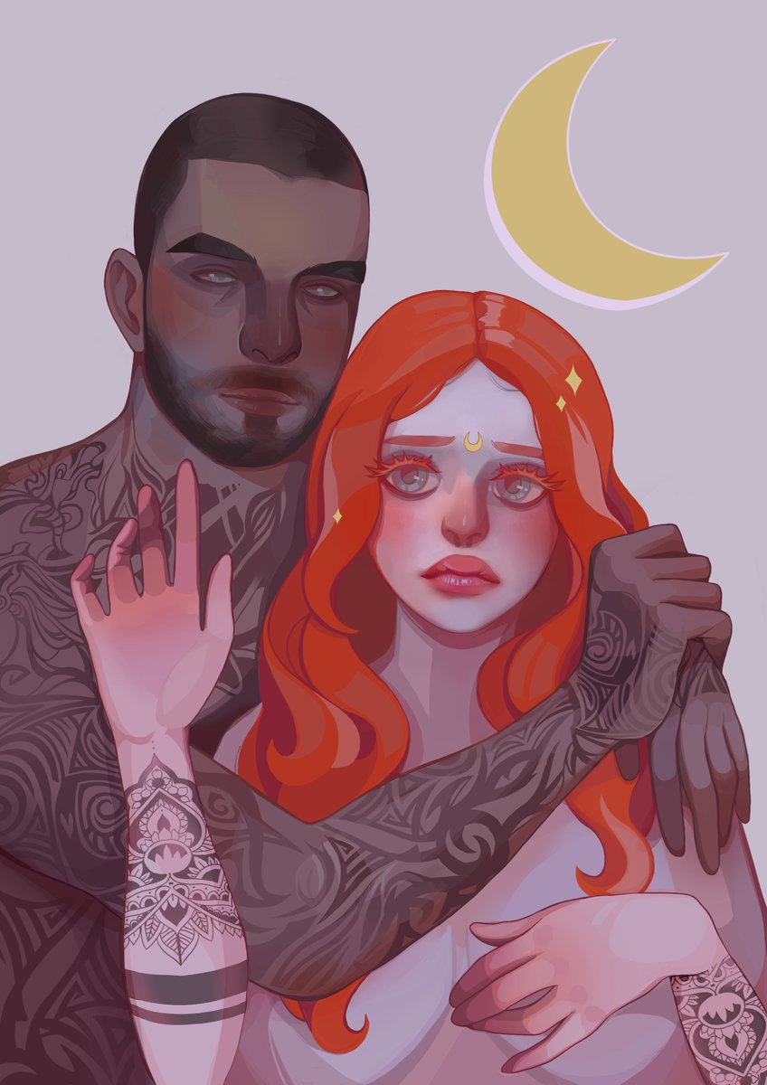 jokehic's tweet photo. i got a chance to work with these lovely characters while doing a commission for my client (the characters belong to them). this was quite a challenge but i'm really happy with the outcome :--)

#commission #couple #digitalart #NobodyArtistClub https://t.co/ASrkkvn7i5