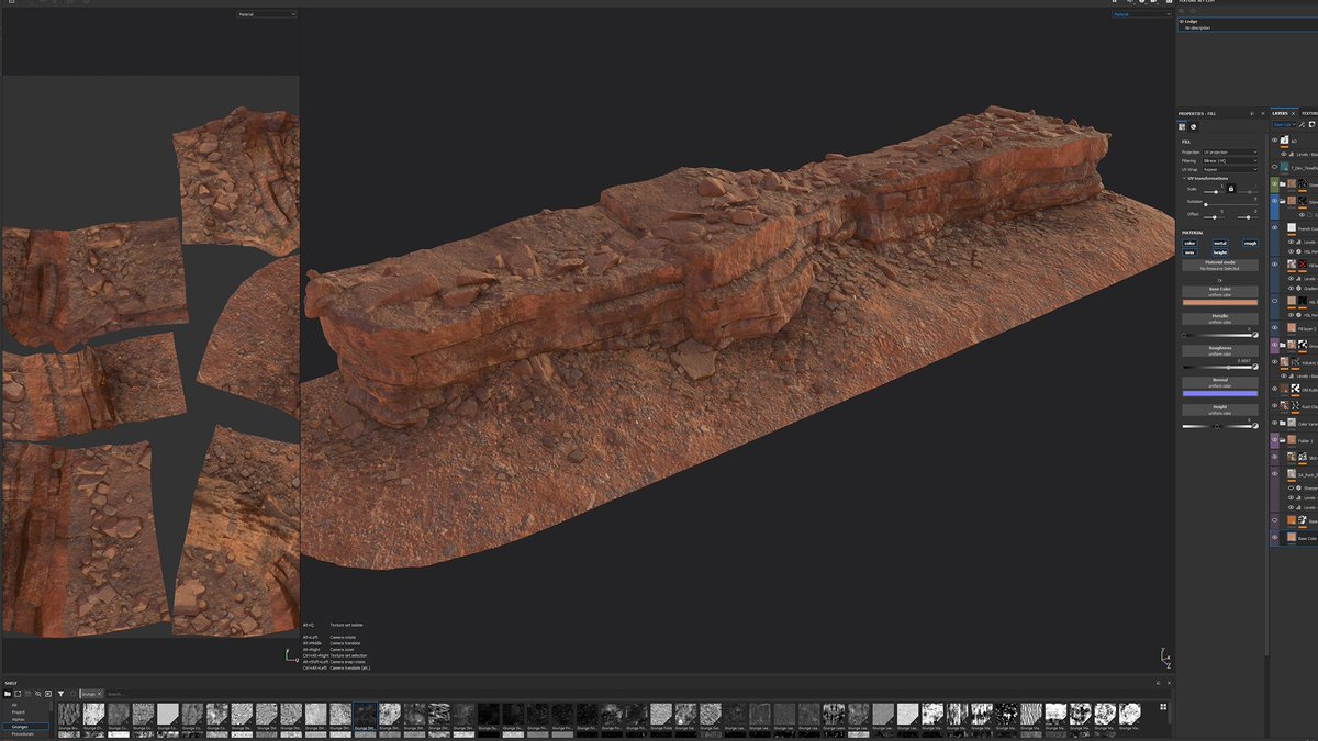 iansmithartist's tweet image. Some WIPs from the weekend. Procedural rock ledge, made in #houdini and textured in #substancepainter #weekendwip