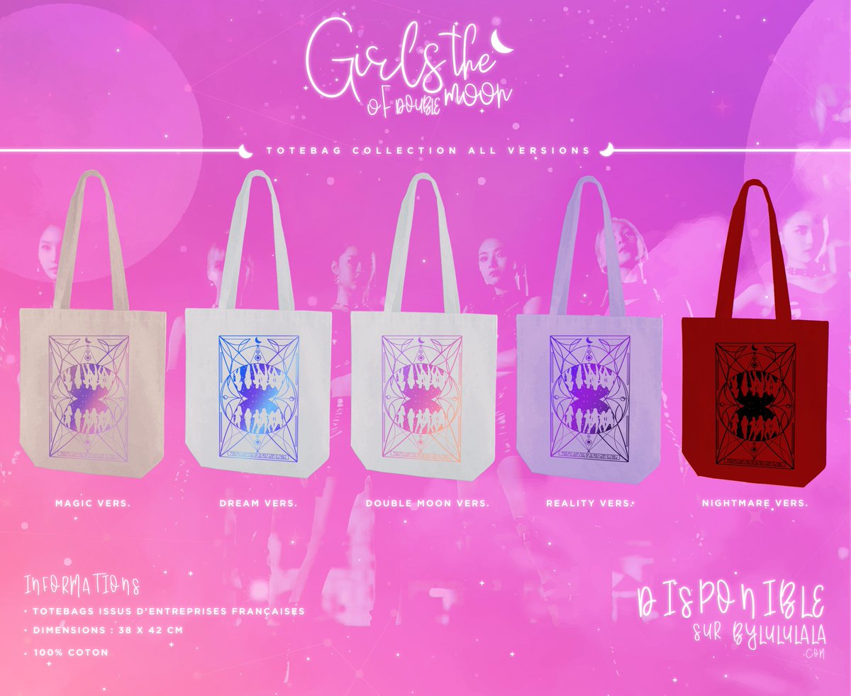 lululalatelier's tweet photo. 📍 GIRLS OF THE DOUBLE MOON TOTEBAGS COLLECTION by. @BY_LULULALA ✨

5 VERSIONS ft. #EVERGLOW #에버글로우 💥

🖥 AVAILABLE ON https://t.co/d4fyGXK50n 
—  DISPONIBLE SUR https://t.co/d4fyGXK50n

🌍 SHIPPING WORLDWIDE

THANK YOU &amp; PLEASE RETWEET ! 🌕 https://t.co/AYjvEmcVIW