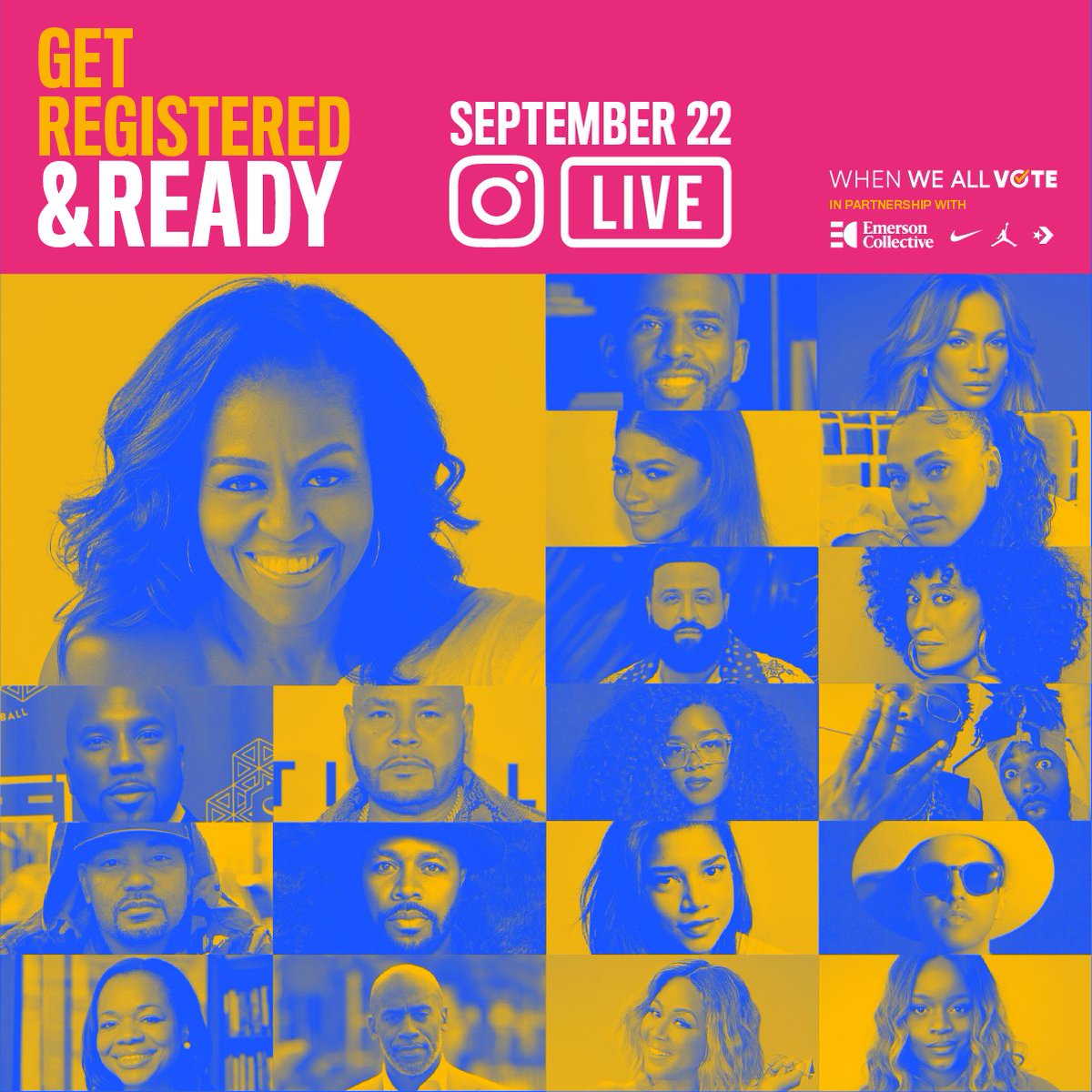 When We All Vote (@whenweallvote) on Twitter photo ✨
<a href="/MichelleObama/">Michelle Obama</a>
<a href="/CP3/">Chris Paul</a>
<a href="/JLo/">jlo</a>
<a href="/Zendaya/">Zendaya</a>
<a href="/ayeshacurry/">Ayesha Curry</a>
<a href="/djkhaled/">DJ KHALED</a>
<a href="/TraceeEllisRoss/">Tracee Ellis Ross</a>
<a href="/Jeezy/">Sno</a>
<a href="/fatjoe/">FAT JOE</a>
<a href="/HERMusicx/">H.E.R.</a>
<a href="/EarthGang/">EARTHGANG</a>
<a href="/djenvy/">djenvy</a>
@djdnice
<a href="/HannahBronfman/">Hannah Bronfman</a>
<a href="/DJCassidy/">DJ Cassidy</a>
<a href="/KristenClarkeJD/">Kristen Clarke</a>
@Jeffsnation
<a href="/ImEricaCampbell/">Erica Campbell</a>
<a href="/MsPackyetti/">.</a>
Tune in tomorrow & get #VoteReady: weall.vote/voteready ✨
<a href="/MichelleObama/">Michelle Obama</a>
<a href="/CP3/">Chris Paul</a>
<a href="/JLo/">jlo</a>
<a href="/Zendaya/">Zendaya</a>
<a href="/ayeshacurry/">Ayesha Curry</a>
<a href="/djkhaled/">DJ KHALED</a>
<a href="/TraceeEllisRoss/">Tracee Ellis Ross</a>
<a href="/Jeezy/">Sno</a>
<a href="/fatjoe/">FAT JOE</a>
<a href="/HERMusicx/">H.E.R.</a>
<a href="/EarthGang/">EARTHGANG</a>
<a href="/djenvy/">djenvy</a>
@djdnice
<a href="/HannahBronfman/">Hannah Bronfman</a>
<a href="/DJCassidy/">DJ Cassidy</a>
<a href="/KristenClarkeJD/">Kristen Clarke</a>
@Jeffsnation
<a href="/ImEricaCampbell/">Erica Campbell</a>
<a href="/MsPackyetti/">.</a>
Tune in tomorrow & get #VoteReady: weall.vote/voteready