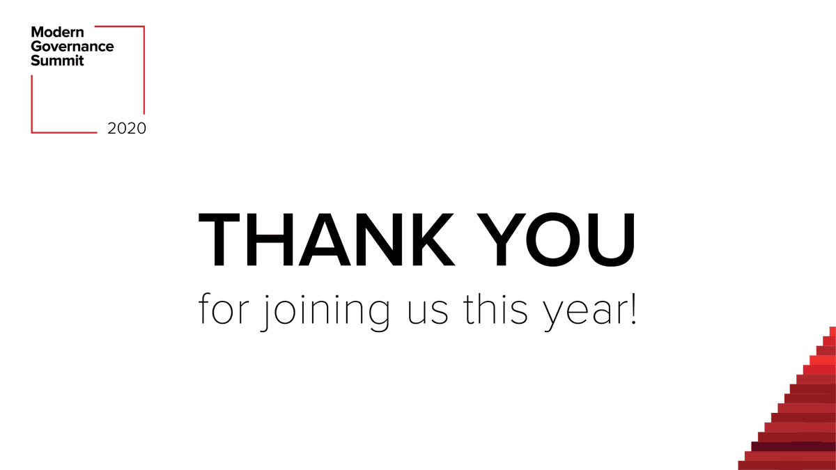 diligentHQ's tweet photo. Thank you for joining us at the 2020 virtual Modern Governance Summit! Stay tuned for more information on how to access the content from the Summit and more. https://t.co/51ijNgf7o5
#MGS2020 #VirtualEvent #moderngovernance https://t.co/ut13dcsXYA