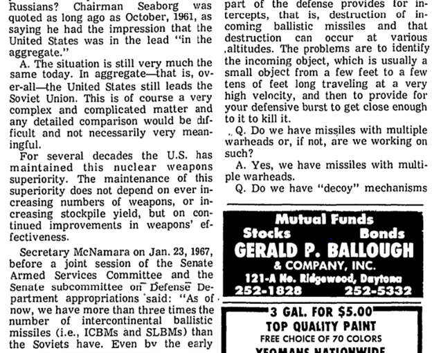 From beginning of Cold War, US had been looking for ways to reduce radioactive fallout. In 1967, AEC even announced work on "pure fusion weapons - that is, hydrogen bombs & missiles that would not require an A-bomb trigger and would therefore be free of radioactive fallout."17/