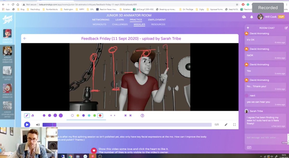 This week in the Dojo... Thurs 24 September Brendan Gottlieb is in the 3D Character #Animator Room @ 9pm BST. On Fri 25 September Will Cook is doing a #FeedbackFriday @ 1pm BST! See you there 👋👋 #animating #framebyframe