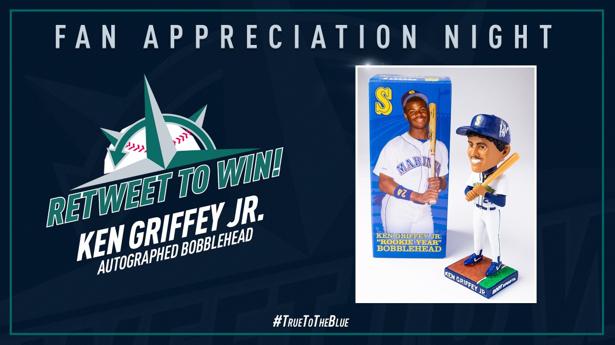 Mariners's tweet image. 👀 RT TO WIN 👀 

Smash that retweet button for a chance to win an autographed bobblehead from The Kid himself! 🐐 #TrueToTheBlue
