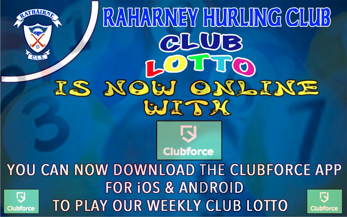 Don't forget to play this weeks "Club Lotto" online at clubforce.com or on the Clubforce App before 6.00pm this evening.