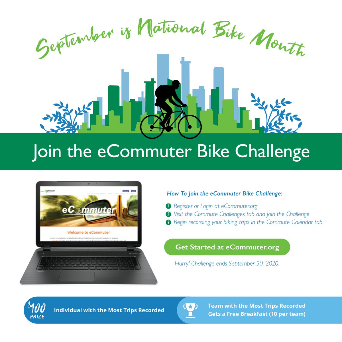 September is Bike Month! Join <a href="/middlesex3tma/">Middlesex3TMA</a> and <a href="/Middlesex3/">Middlesex 3</a> for a fun competition on tracking your bike miles during the month of September. Start now! ecommuter.org