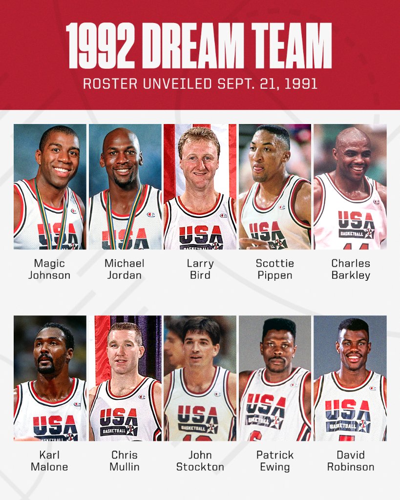 29 years ago, we were introduced to the Dream Team. Christian Laettner and Clyde Drexler were added later. You know the rest 🏆