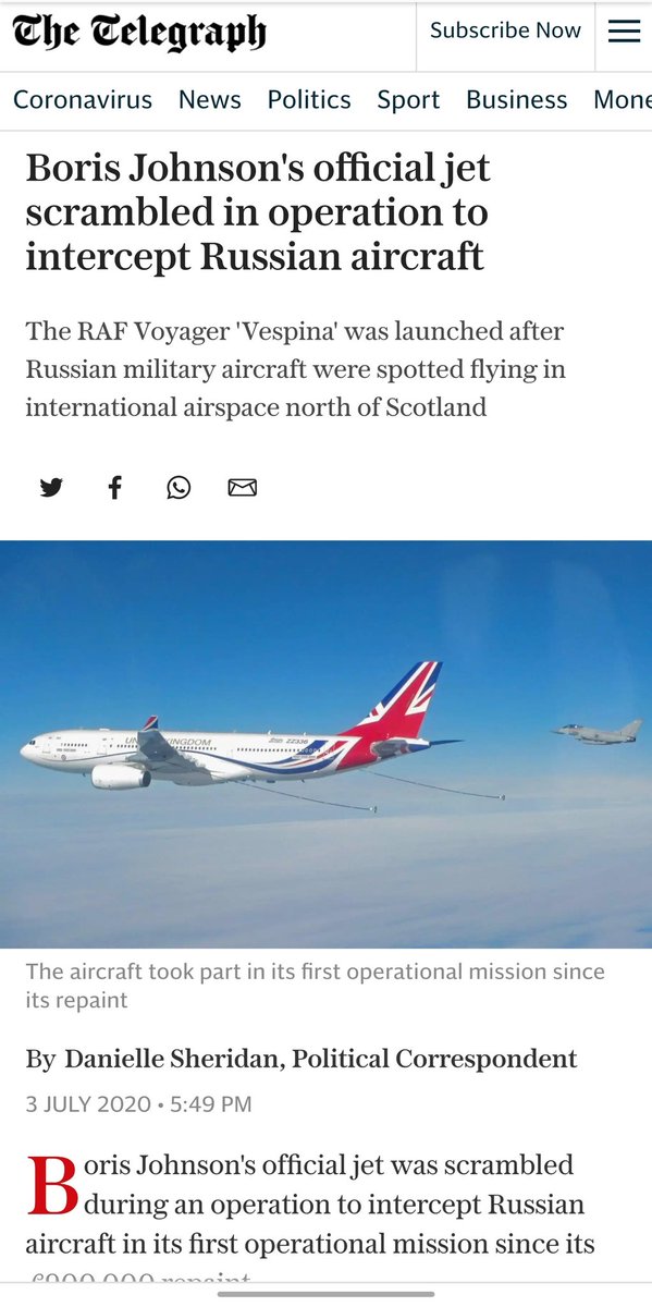 Weird how often Boris Johnson's private jet was also scrambled to intercept Russian planes in Scottish airspace  one week after the above refit was complete.