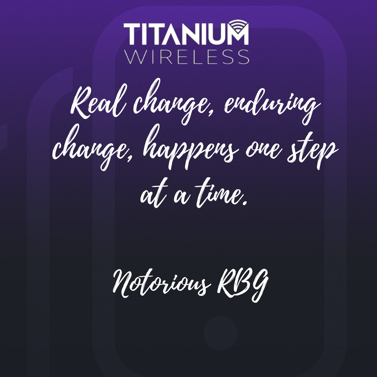 As a #woman-owned business, we celebrate the strides RBG made for women, and we realize the importance of maintaining her endeavors. She was the ultimate #disruptor. The battle is not over, but we persevere, one step at a time, for all women and all people. #rbg #titaniumwireless