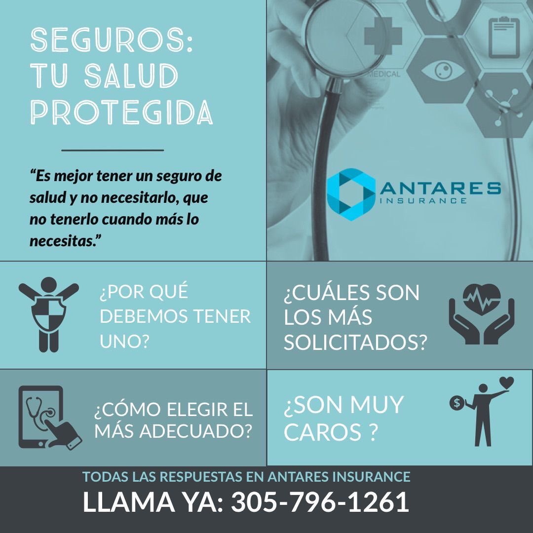 AntaresInsuranc's tweet photo. En #ANTARESINSURANCE estamos disponibles para responderles cada una de estas preguntas. Marca AHORA, el (305)-796-1261. Recuerden: “es mejor tener un seguro de salud y no necesitarlo, que no tenerlo cuando más lo necesitas.”
ANTARES INSURANCE-COBERTURA INFINITA HOY. https://t.co/WNhLg7voc7
