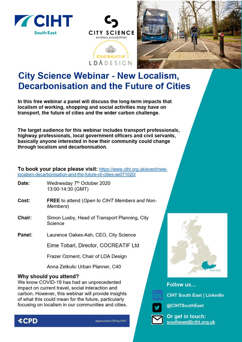 CIHT South East (@cihtsoutheast) on Twitter photo Not long until our next #free <a href="/CIHTUK/">CIHT</a> <a href="/CityScienceUK/">CityScience</a> lunchtime #CPD #webinar on Wed, 7th Oct at 1pm titled ‘New #localism, #decarbonisation and the futures of #cities’ <a href="/LOakesAsh/">Laurence Oakes-Ash</a> <a href="/EimeTobari/">DrdrETobari</a> <a href="/cocreatif/">COCREATIF Limited</a> <a href="/LDADesign/">LDA Design - find us on Bluesky</a> <a href="/c40cities/">C40 Cities</a> All welcome - Register today on ciht.org.uk/event/new-loca… Not long until our next #free <a href="/CIHTUK/">CIHT</a> <a href="/CityScienceUK/">CityScience</a> lunchtime #CPD #webinar on Wed, 7th Oct at 1pm titled ‘New #localism, #decarbonisation and the futures of #cities’ <a href="/LOakesAsh/">Laurence Oakes-Ash</a> <a href="/EimeTobari/">DrdrETobari</a> <a href="/cocreatif/">COCREATIF Limited</a> <a href="/LDADesign/">LDA Design - find us on Bluesky</a> <a href="/c40cities/">C40 Cities</a> All welcome - Register today on ciht.org.uk/event/new-loca…