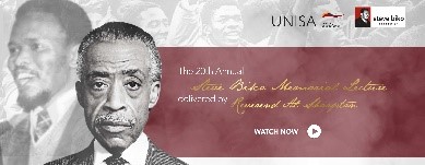 unisa's tweet photo. Rev. Al Sharpton has delivered the Steve Biko memorial lecture. #WATCH it on: https://t.co/Ml1nrXYR5Z https://t.co/JO49MlI2Kb