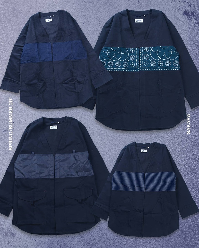 All blue everything. Our SS20 Sakara selections are still up on our webstore. Featuring different applied chest panel ranging from natural indigo dyed fabrics to pure indigo stripes to printed bandana panels.

Enjoy our Sakara selections as your go to ea… instagr.am/p/CFZhHOuFiv4/