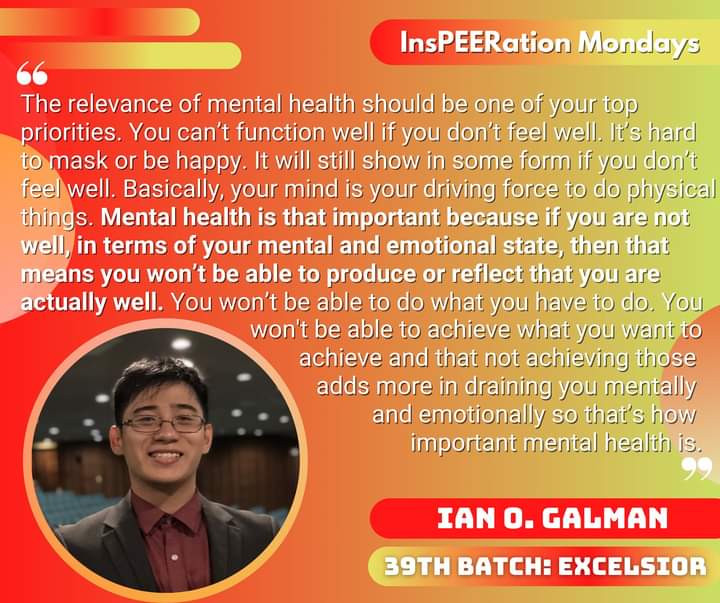 tuapeer's tweet photo. InsPEERation Mondays featuring Mr. Ian O. Galman ๐#MentalHealthMatters #InsPEERationMondays #Ruby #TUAPeers #PersonForOthers https://t.co/Er8zpqZRuF