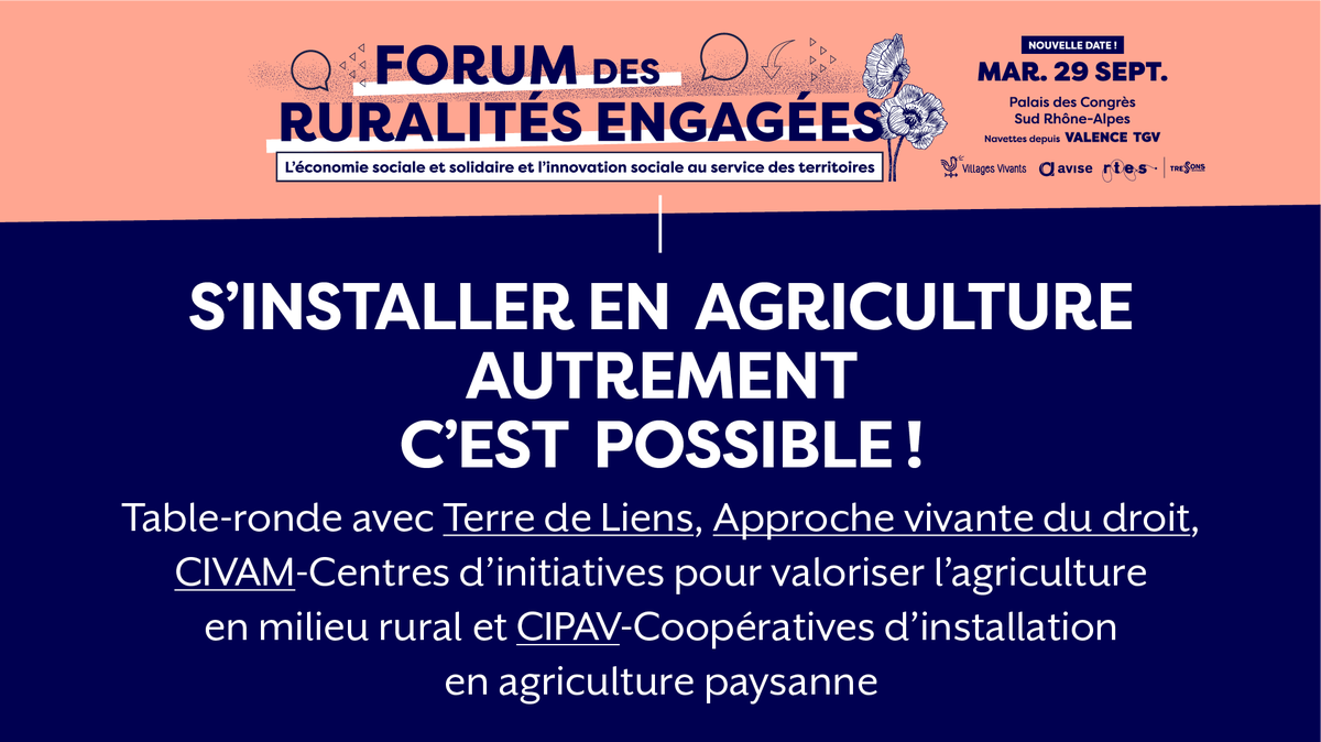 Retrouvez-nous le 29/09 lors du Forum des Ruralités Engagées dans la Drôme à l'occasion d'une table-ronde sur les nouvelles possibilités d'installation agricole !