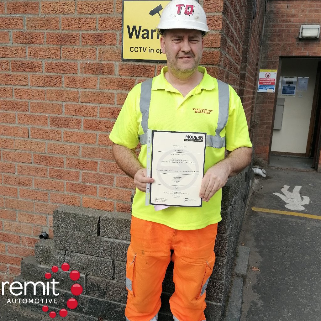 RemitScot_Wales's tweet photo. Congratulations to Alan Forbes from Tillicoultry Quarries on achieving his Driving Goods Vehicle qualification with Remit Training. Well Done! https://t.co/NKa7SPSRSE