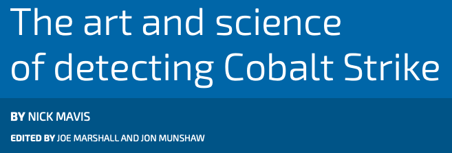 kwm's tweet photo. Perusing the @TalosSecurity paper on detecting Cobalt Strike, by @nickmavis.

Would love to see impact analysis as a follow-on:

"Cobalt Strike accounted for 66 percent of all ransomware attacks Cisco Talos Incident Response responded to this quarter."

https://t.co/YXGzlLawyw https://t.co/GExlBgcpTr