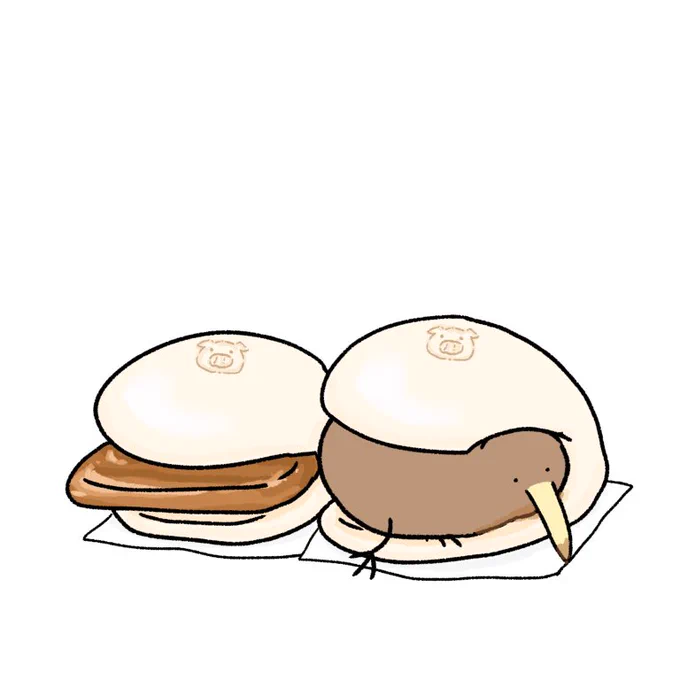 角煮まんに扮するキーウィ 