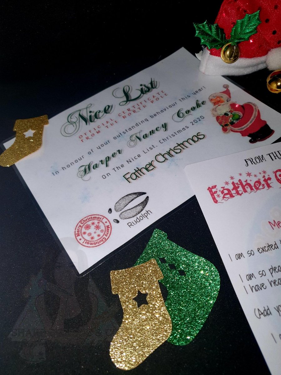 SHARPdesigns18's tweet photo. Christmas is coming..

Check out our very own personalised Nice List Certificate and Letter from Santa.

The certificate comes laminated whilst the letter is printed onto card, just £2.99 + PP for both!🎄🎅 https://t.co/QPU2GAf1w8