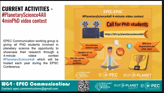 europlanetmedia's tweet photo. Great to see over 60 #EPEC early career scientists discussing their support network and activities #EPSC2020 and announcing the entries to the #PlanetaryScience4All competition.  We'll be showcasing them over the rest of this week.  Watch this space.. https://t.co/0vtcrc7d4E