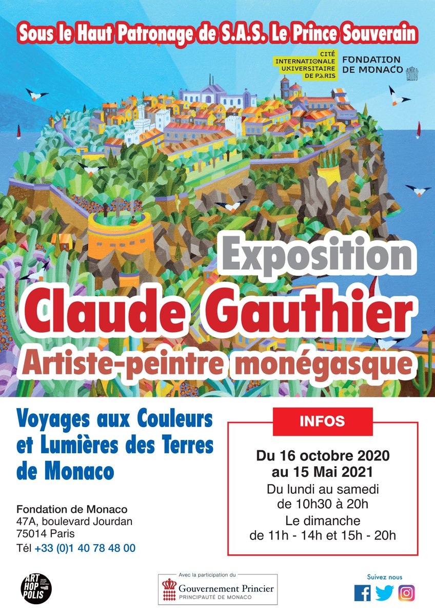 FondationMonaco's tweet photo. La @FondationMonaco aura le plaisir de vous accueillir à partir du 16/10 à sa nouvelle exposition "Voyages aux Couleurs et Lumières des Terres de Monaco" de l'artiste peintre Monégasque Claude Gauthier
#FondationMonaco #Monaco #CIUP #ArtHopPolis #exposition #art #peinture #Paris https://t.co/chnlNGe1D4
