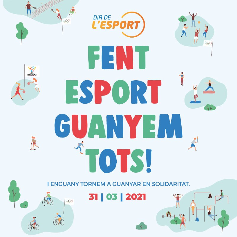 GVAeducacio's tweet photo. 🆕🤼‍♀️ Ja estan obertes la inscripció per al #DiadeLEsport 2021 se celebrarà el 31 de març de 2021!

📅Fins al 31 de gener, els centres educatius poden inscriure's i participar en aquest esdeveniment de la @comunitatesport.

ℹ️ Més informació i inscripcions: https://t.co/0PGNqGDUXT https://t.co/16uzhObOQB