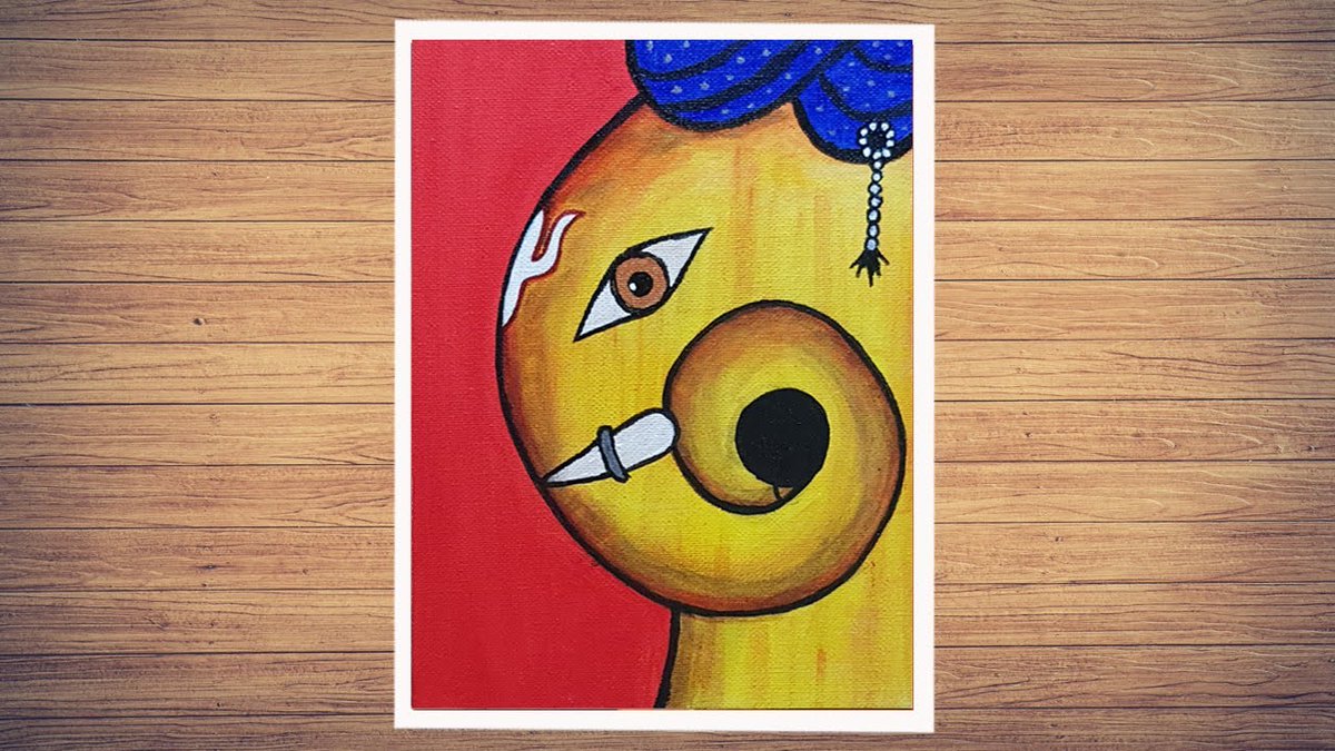 Acrylic painting of a Simple and Beautiful Lord Ganesha Painting For full  tutorial: https://t.co/8gdpu0lXjd Please support my work 🙏🙏 #art #artwork  #drawing #painting #canvaspaintings #acrylicpaintings #mycanvas #Lord # Ganesha #India, image size:1200x675
