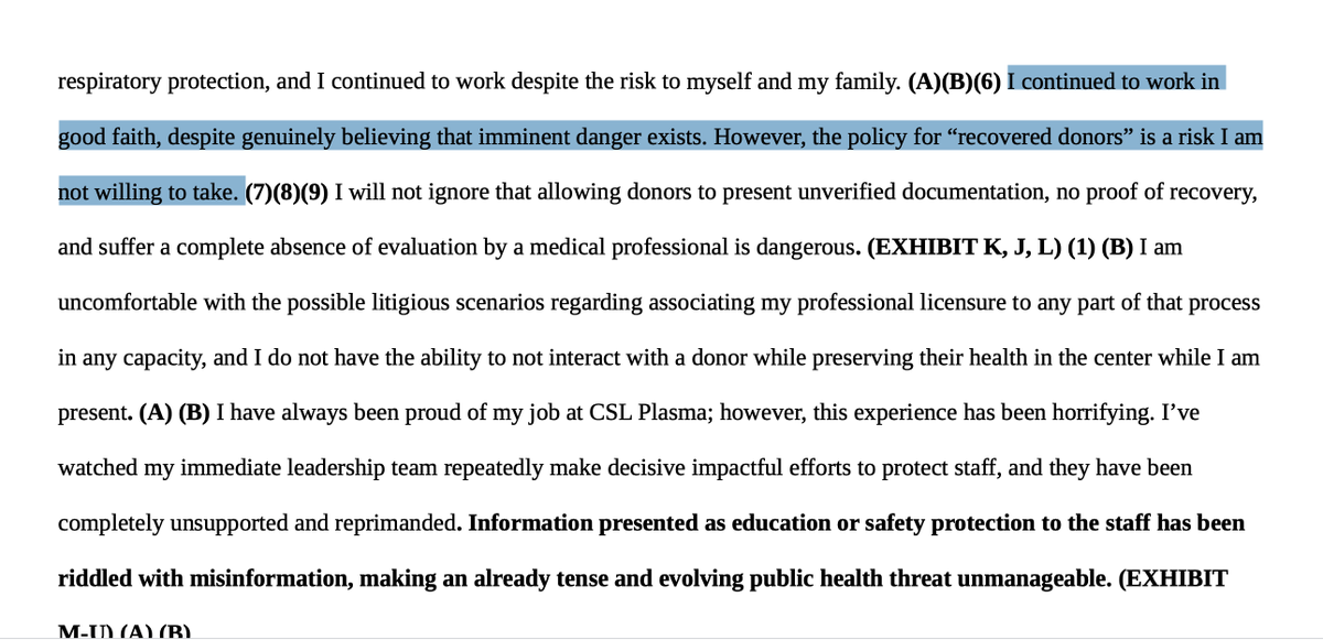 4/ There were - and are - lots of questions about immunity, reinfection and when folks are no longer contagious. Steadman told her bosses she had no choice but to go on leave because she feared for her safety. Here’s part of the notice she gave in April.