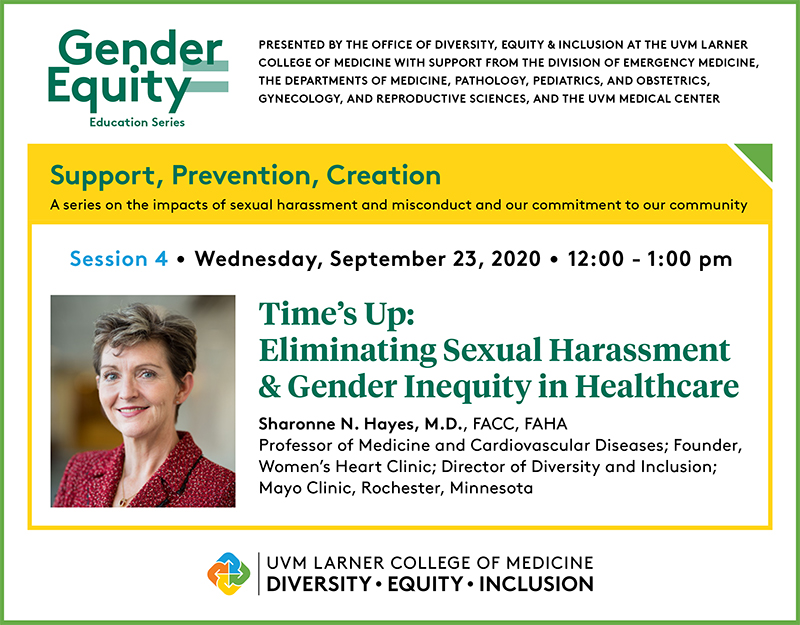 UVM Larner Med (@uvmlarnermed) on Twitter photo Join #UVMLarnerMed & <a href="/UVMMedCenter/">UVM Medical Center</a> this Wednesday, Sept 23 @ 12PM for a Gender Equity Education Series presentation by <a href="/MayoClinic/">Mayo Clinic</a> 's Sharonne Hayes, M.D., title "Time's Up: Eliminating Sexual Harassment & Gender Inequity in Healthcare."
@uvmdei @SJCLCOM <a href="/uvmcnhs/">UVM Nursing & Health Sciences</a> <a href="/UVMHealth/">UVM Health Network</a> Join #UVMLarnerMed & <a href="/UVMMedCenter/">UVM Medical Center</a> this Wednesday, Sept 23 @ 12PM for a Gender Equity Education Series presentation by <a href="/MayoClinic/">Mayo Clinic</a> 's Sharonne Hayes, M.D., title "Time's Up: Eliminating Sexual Harassment & Gender Inequity in Healthcare."
@uvmdei @SJCLCOM <a href="/uvmcnhs/">UVM Nursing & Health Sciences</a> <a href="/UVMHealth/">UVM Health Network</a>