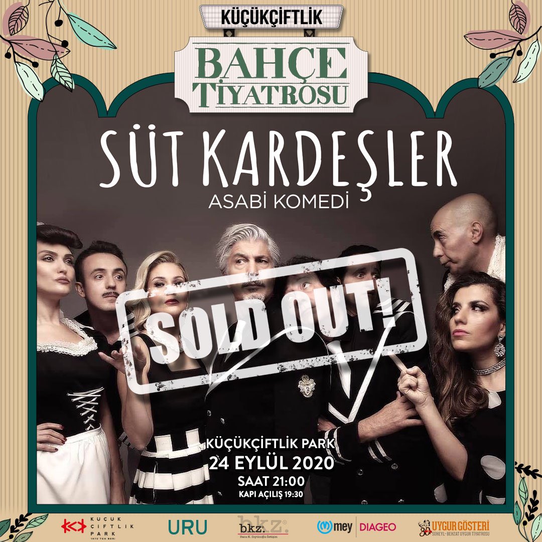İlginize teşekkürler! Süt Kardeşler oyunumuzun biletleri tükendi. KüçükÇiftlik Bahçe Tiyatrosu’nun diğer oyunları için, sosyal mesafeli online biletin Biletix’te! 🎭
#küçükçiftlikpark
#küçükçiftlikbahçe
#küçükçiftlikbahçetiyatrosu
#tiyatroiyidir
#bkziletişim
#MeyDiageo https://t.co/6PcDKDEHBp