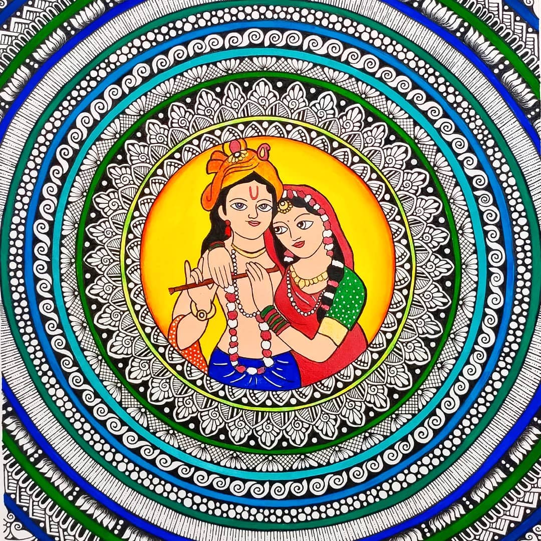 ghughutistore's tweet photo. कृष्णं वंदे जगद्गुरुम् ।।
Tried to depict the eternity of Radha-Krishna through this meditative art form. The process has been so fulfilling and the result seems surreal!
#mandalaslovers #radhakrishna #krishnamandala #krishnadevotee #mandalauniverse #mandalaplanet #authindia https://t.co/q5GcuwmYsk