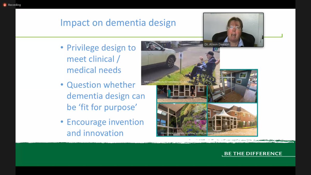"For me, one of the impacts [on  #dementia design] is the danger that we might start to privilege design again to meet clinical needs rather than an individual's spiritual needs."