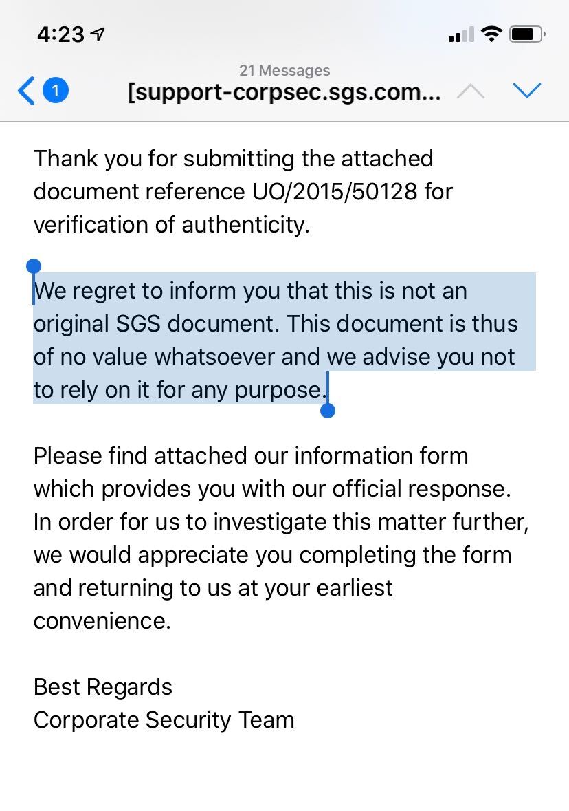 17/ SGS told him the documents supporting CSL’s masks was “a copy and paste job.” The company also told me the document CSL sent  @OSHA_DOL was bogus.