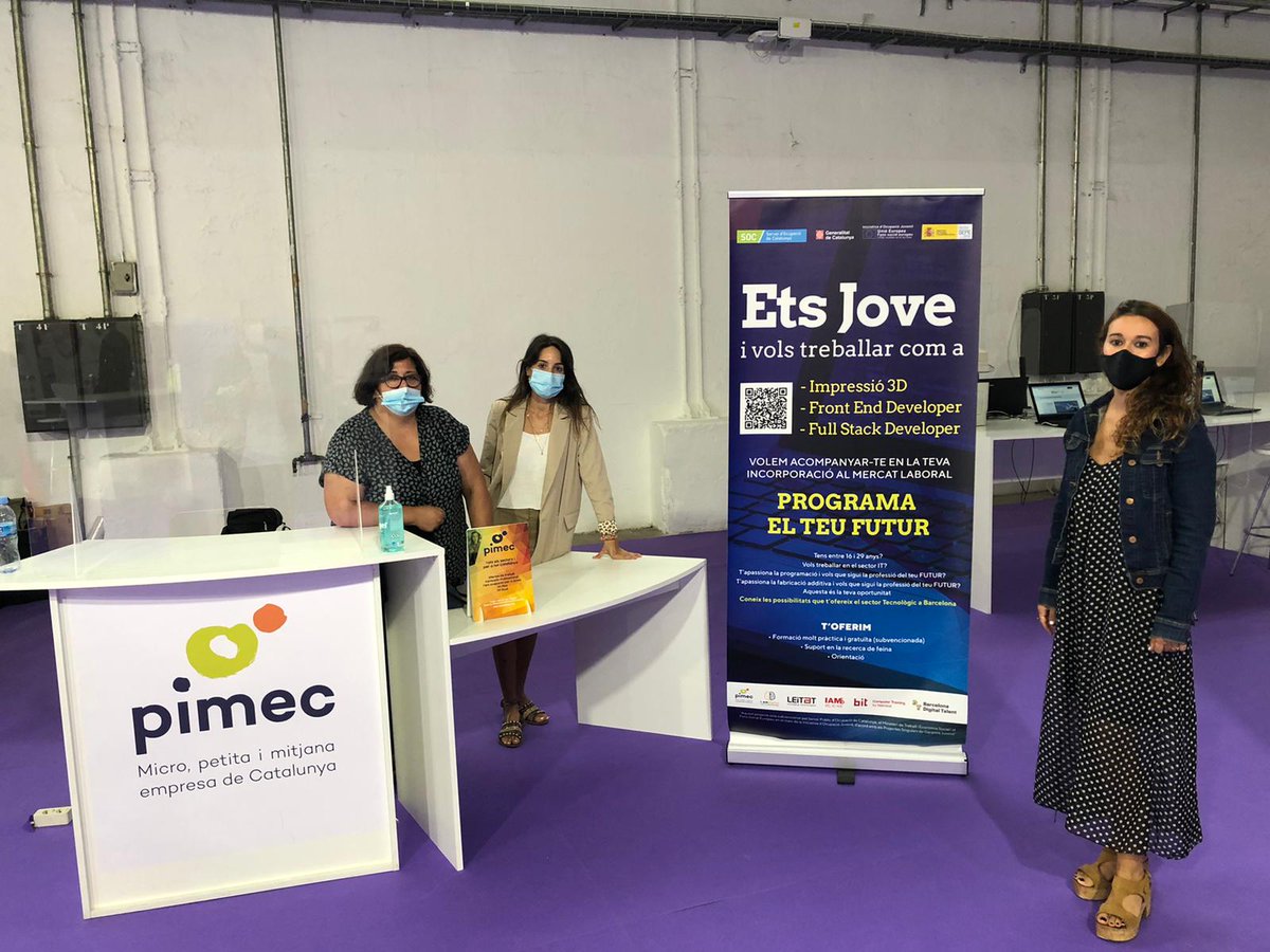 Pimec's tweet image. 😃 A @PIMEC us esperem al @salocupacio! 

📣 Vine i descobreix #ProgramaElTeuFutur el projecte de @PimecFormacio per formar joves entre 16 i 29 anys en el món de les noves tecnologies. #TIC

Informa&apos;t! #Projectesingulars
👉 bit.ly/2FQvoQp