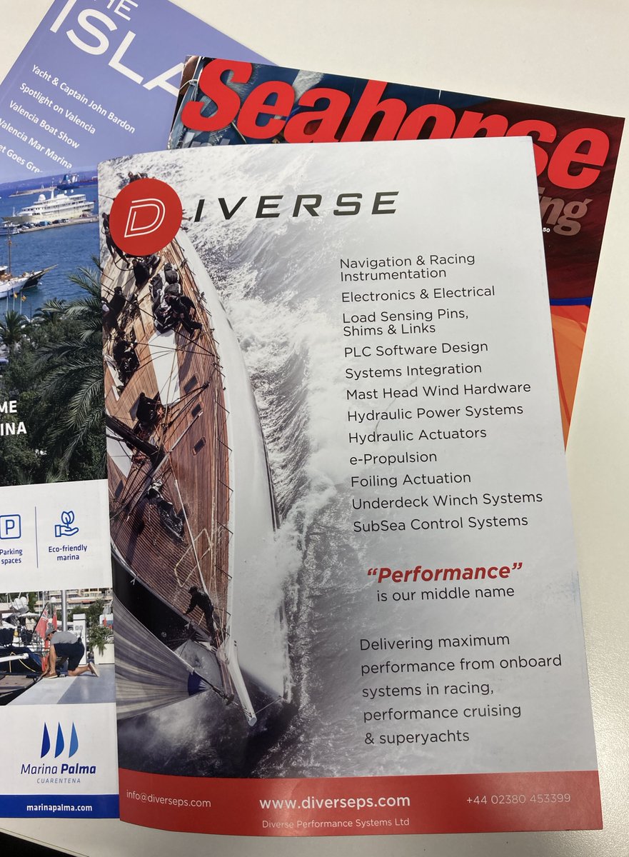 Showcasing in the #Marine Industry press this month! Thanks to <a href="/Islandermag/">The Islander Mag</a> &amp; <a href="/SeahorseMag/">Seahorse Magazine</a>

Whether you've got a future project, require parts, hardware or the expertise of our engineers, give the team a call!
#Diverseperformancesystems #superyacht #yachtracing #marineengineer
