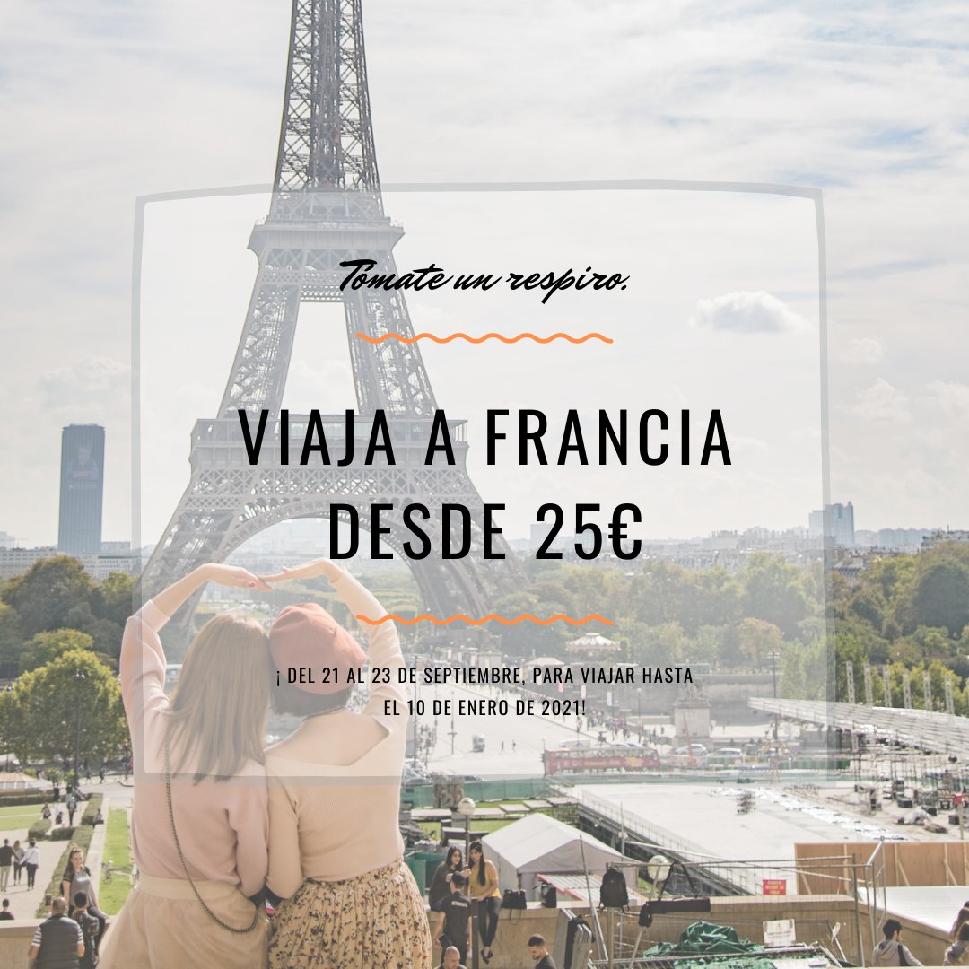 ¡Descubre Francia en tren al mejor precio! 🤯

Date un respiro, recorre los parques de Paris, la hermosa N​îmes o las calles de ​Montpellier…❤️

Compra tus billetes hasta el 23 de septiembre y aprovecha esta venta flash.

¿Y tu ya sabes tu destino?👇

🚄…