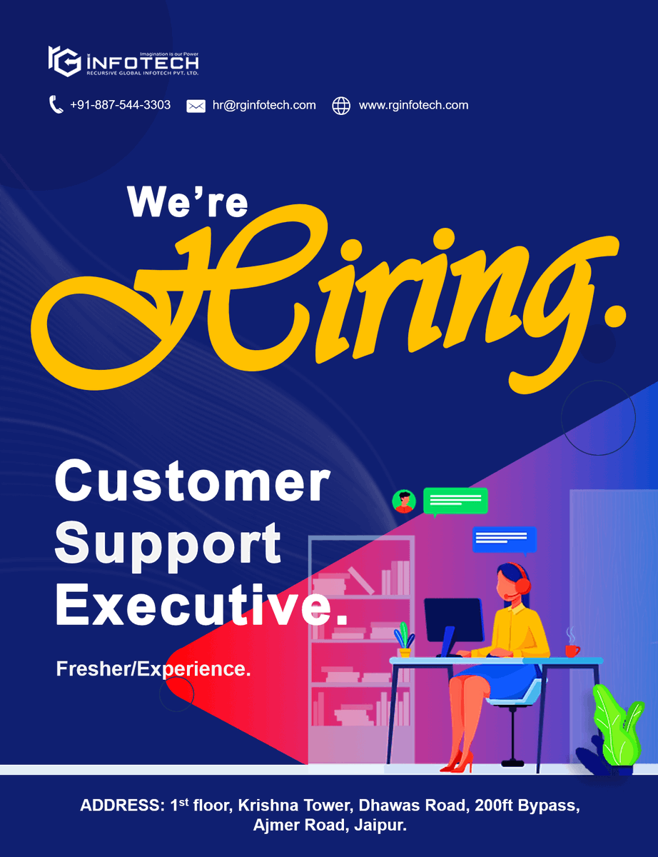 rginfotech1's tweet photo. Hello Connections, We have #urgentrequirements for Customer Care Executive (Chat/Email)

Interested candidates can share their CV at hr@rginfotech.com

for more details, visit: https://t.co/fdaPABzY4Y

#customersupport #supportexecutive #customercareexecutive https://t.co/Z0g9auDMVn