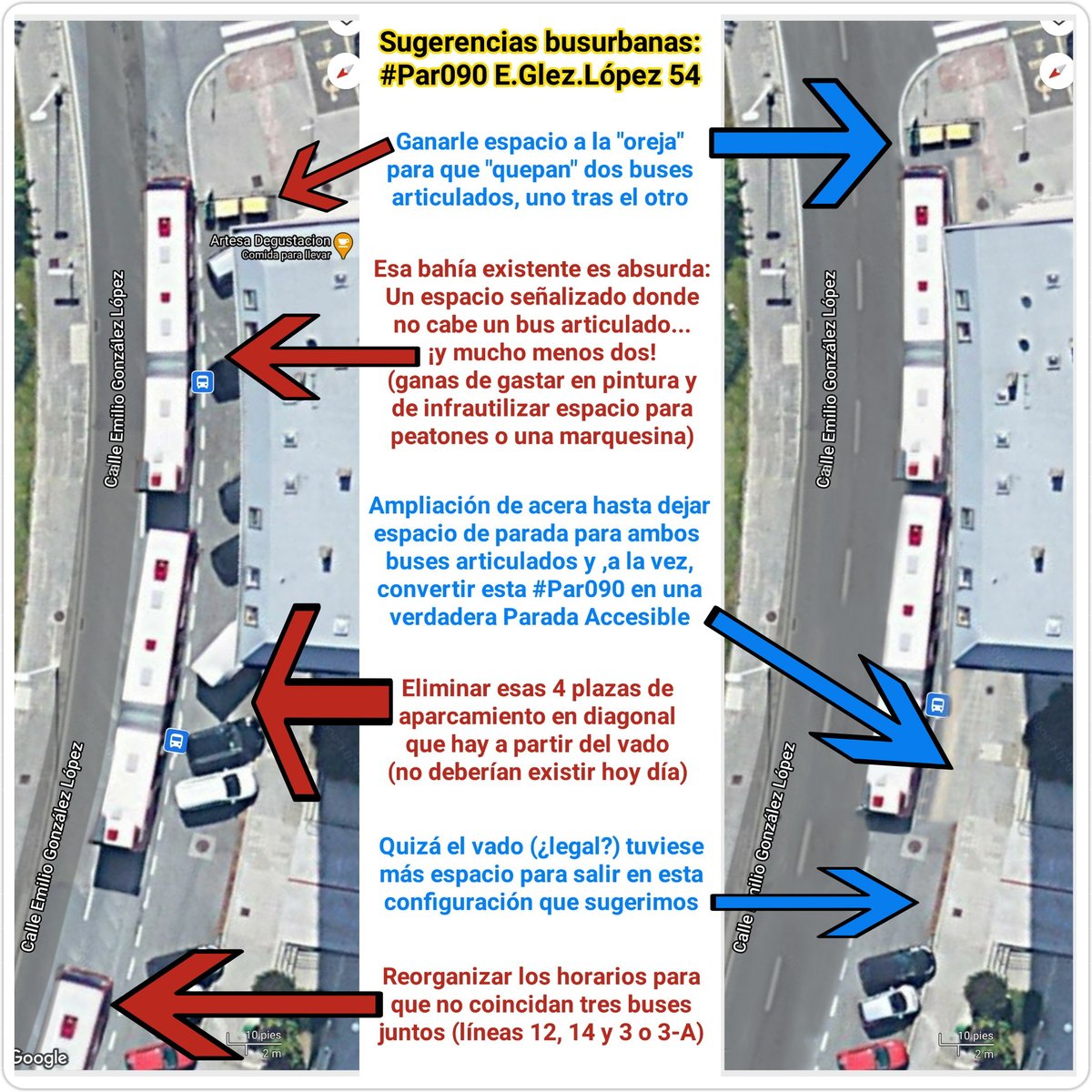 BlogBusurbano's tweet image. Permitidnos dejar por acá colgado otro vistoso y ejemplificador ejercicio de "#fotoxop" en el que materializamos gráficamente las #SugerenciasBusurbanas que citábamos para esta #Par090 de las #Lín12, #Lín14, #Lín3 y #Lín3A en #OsRosales, Coruña: