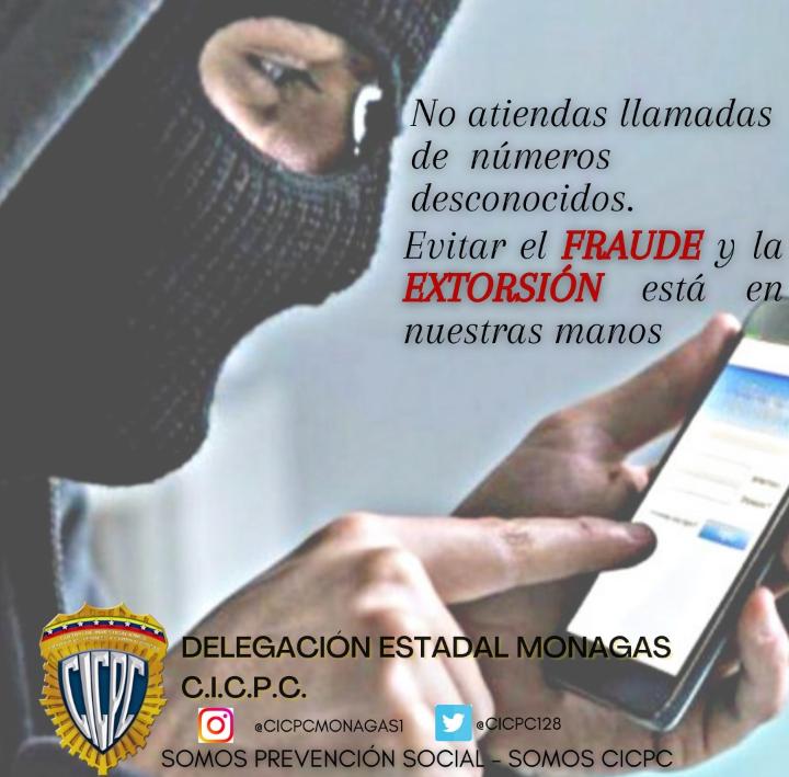 No te dejes engañar por desconocidos, evita ser víctima del fraude y la extorsión. #Cicpc #GarantizamosLaPaz @douglasricovzla @Cicpc_prensa <a href="/Cicpc374/">REDIP ORIENTAL</a> <a href="/finojosal/">Franklin Inojosa</a>
<a href="/JoseS209255/">José A Sifontes M</a>