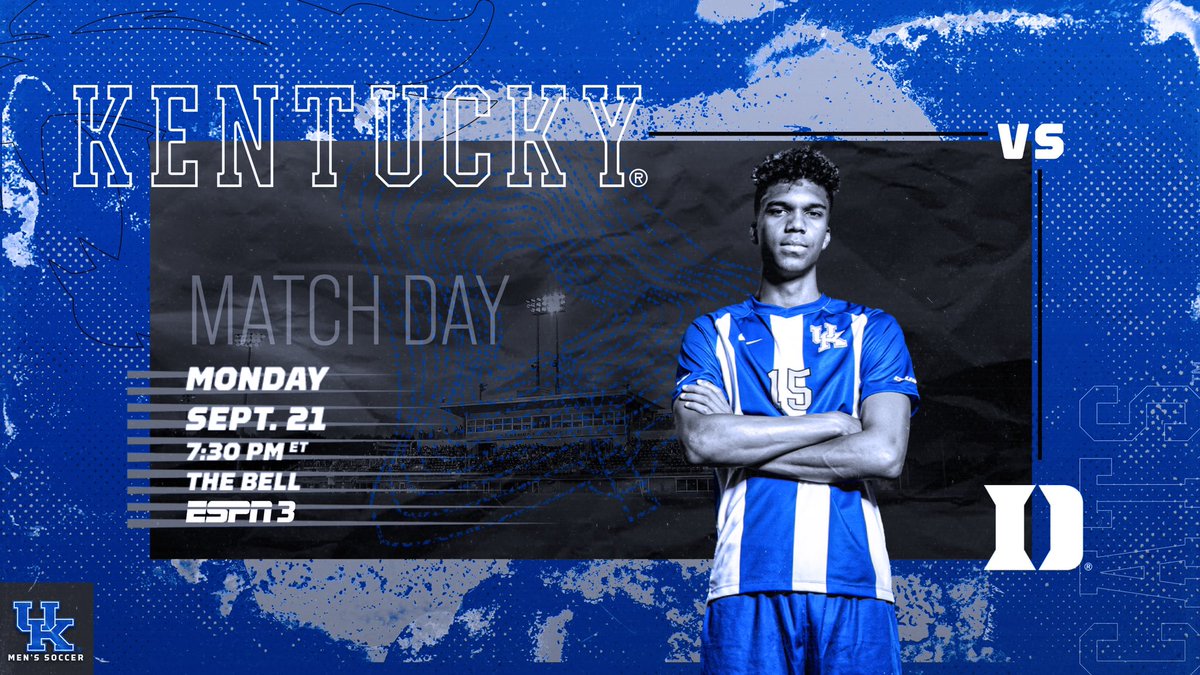 UKMensSoccer's tweet photo. ⚽️𝐌𝐀𝐓𝐂𝐇 𝐃𝐀𝐘⚽️

🆚 @DukeMSOC 
📍 Lexington, Ky.
🔔 The Bell
🕢 7:30 p.m. ET
📺 ESPN3
💻 https://t.co/FSA25Ob4wi 
📊 https://t.co/pt9r7MYeud 
📄 https://t.co/xKRAP3zfNz https://t.co/ZwJtvzmpkX