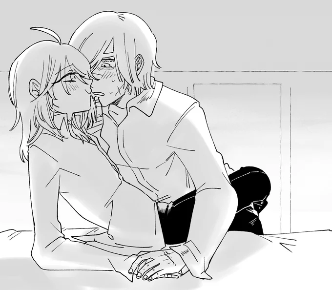 mokoさん【@mokomoko_6565】からのエアスケブのリクエストでセクシーなポーズをする二人をかいていたのですがセクシーって何?ってかんじになってしまった 後ほどリベンジさせてください・・・ 