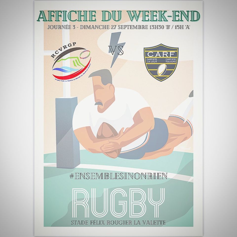 RCVRGP1's tweet photo. Au programme 🔖

Nos équipes seniors recevront dimanche Le Carf, au stade Félix Rougier 🏟 pour la 3ème journée
•
•
Nos cadets disputent eux leurs deuxième rencontre face au SMUC samedi 26 au stade Guy Mocquet de la Garde à 15h30.

On compte sur vous 🎙✊🏻💪🏻

#ensemblesinonrien https://t.co/7o0EAxfBX8