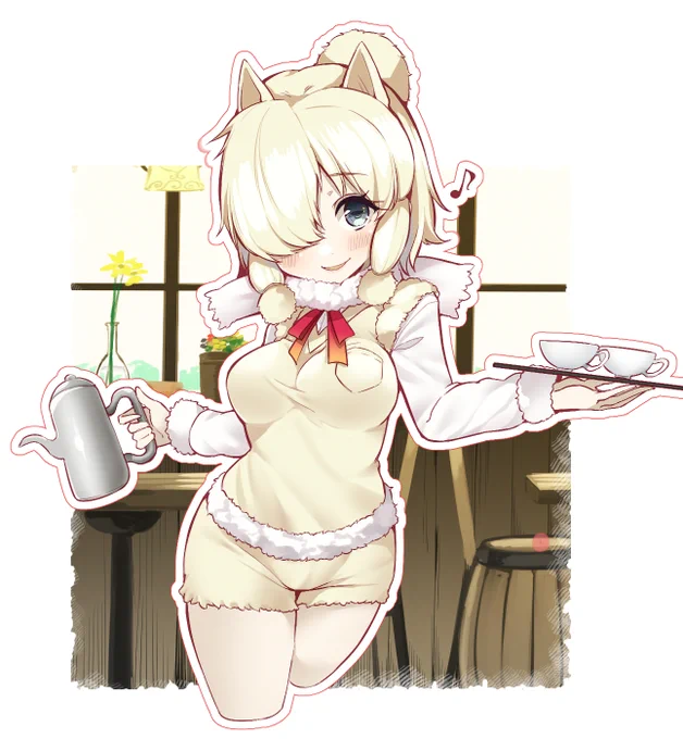 お茶でも飲んでくぅ～? #けものフレンズ #アルパカ・スリ 