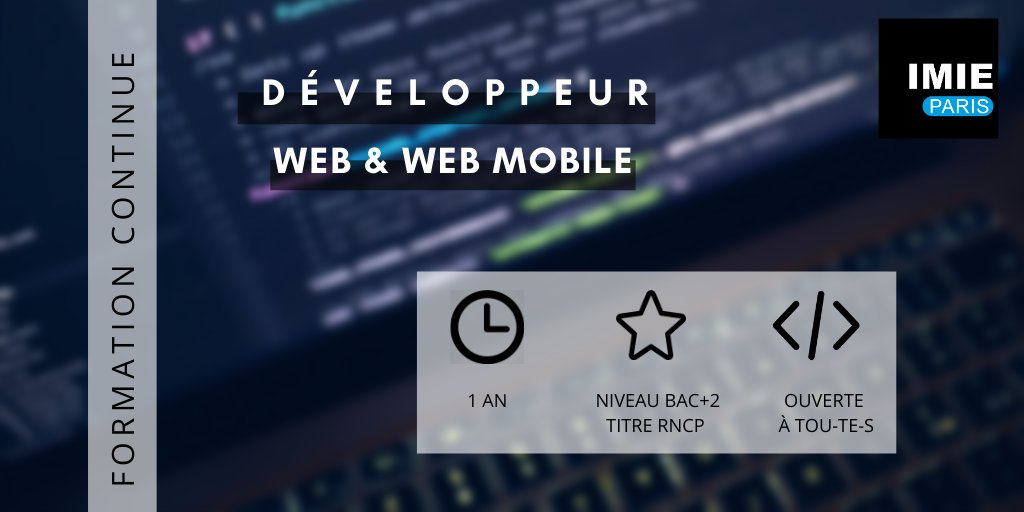❗️ #Formation #Continue❗️

▫️ Formez-vous au code et changez de vie en 9 mois seulement❗️

#IMIE #Paris #Levallois #initiale #dev #web #webmobile #application #dwwm #developpeur #codage