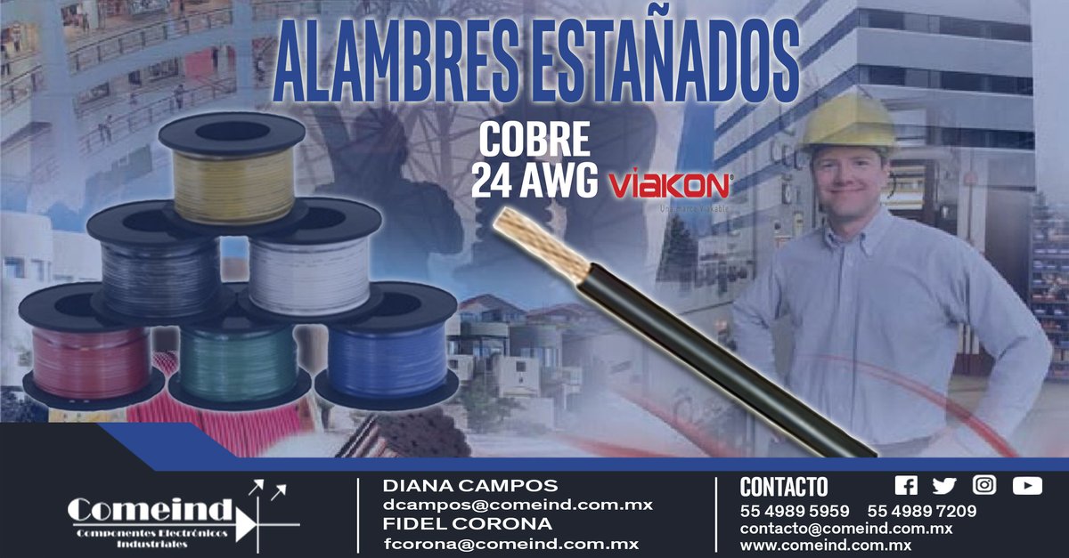 Contamos con #Alambres de estaño de cobre, Cal. 24 #Viakon este y otros productos los podrás encontrar en comeind.com.mx