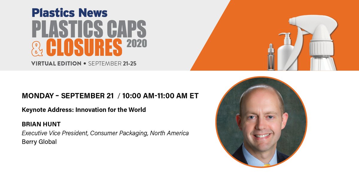 plasticsnews's tweet photo. At 10 AM ET, Brian Hunt of @BerryGlobalInc will kick off #pncaps with with his keynote presentation "Innovation for the World".
Enter the Virtual Website to View - https://t.co/8VCdqSAYKz https://t.co/3f81HP0Z4T