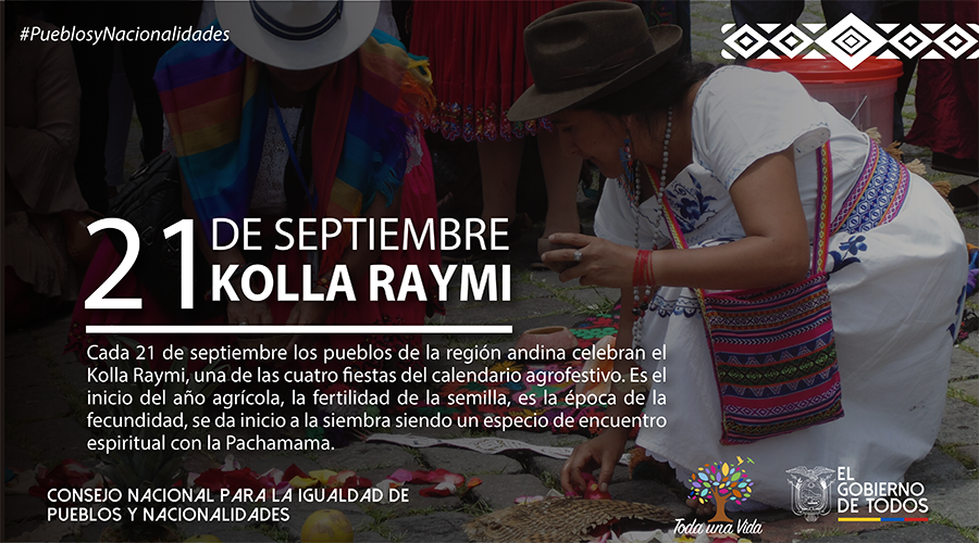 CNIPN_ECUADOR's tweet photo. El 21 de septiembre los pueblos de la región andina celebran el #kollaraymi, donde se rinde homenaje a la fertilidad, dando inicio al ciclo femenino del calendario agrofestivo. En este ciclo se preparan los suelos para el inicio de la siembra.
#KollaRaymi
#PueblosyNacionalidades https://t.co/gvs6HNY6jt
